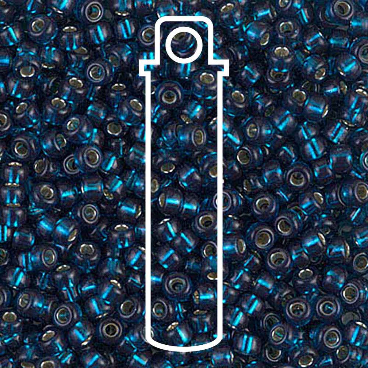 Miyuki Japanese Seed Beads Size 8/0 - Dyed Silver Lined Blue Zircon (Color #91425) 22 Gram Tube