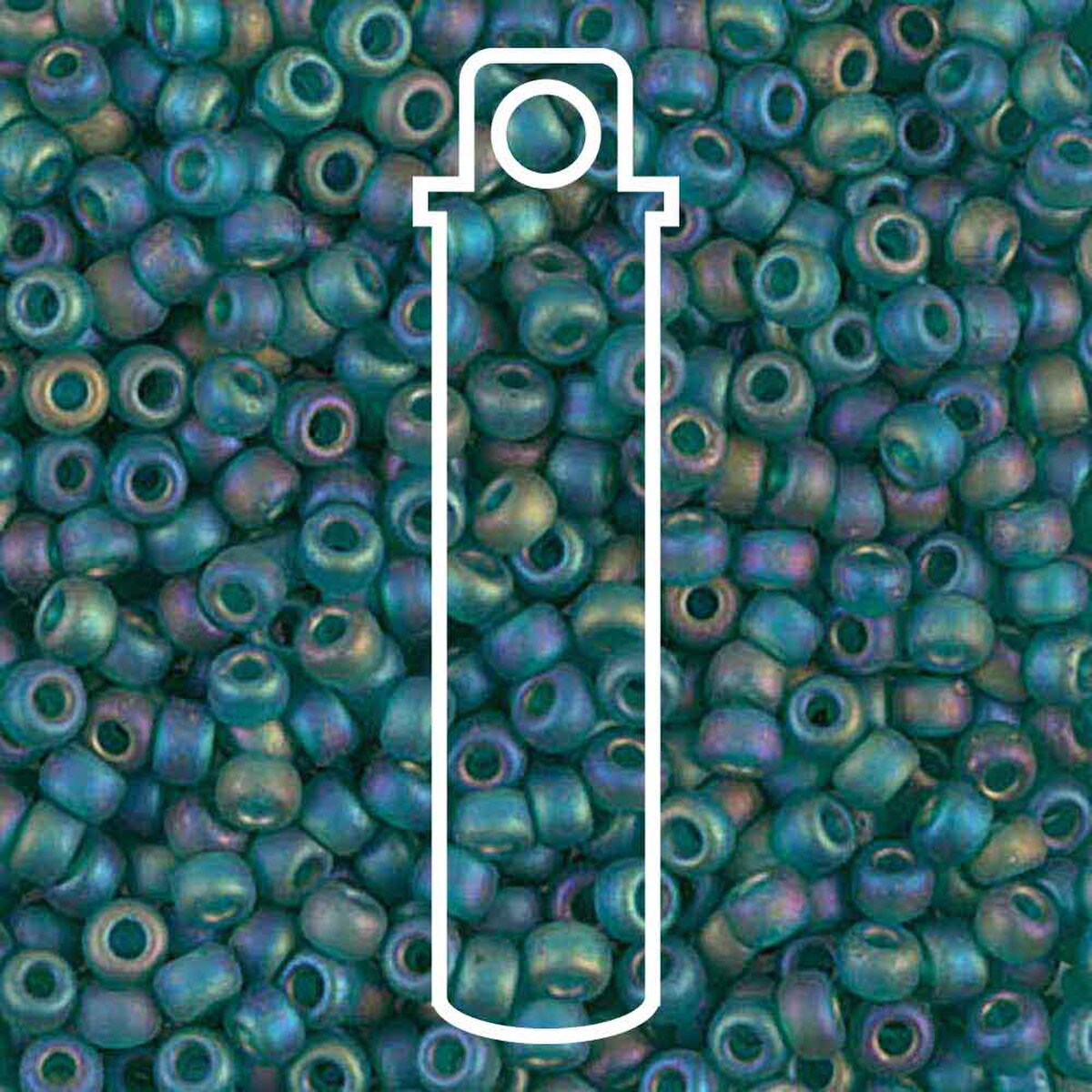 Miyuki Japanese Seed Beads Size 8/0 - Matte Transparent Emerald Aurora Borealis (Color #9147FR) 22 Gram Tube
