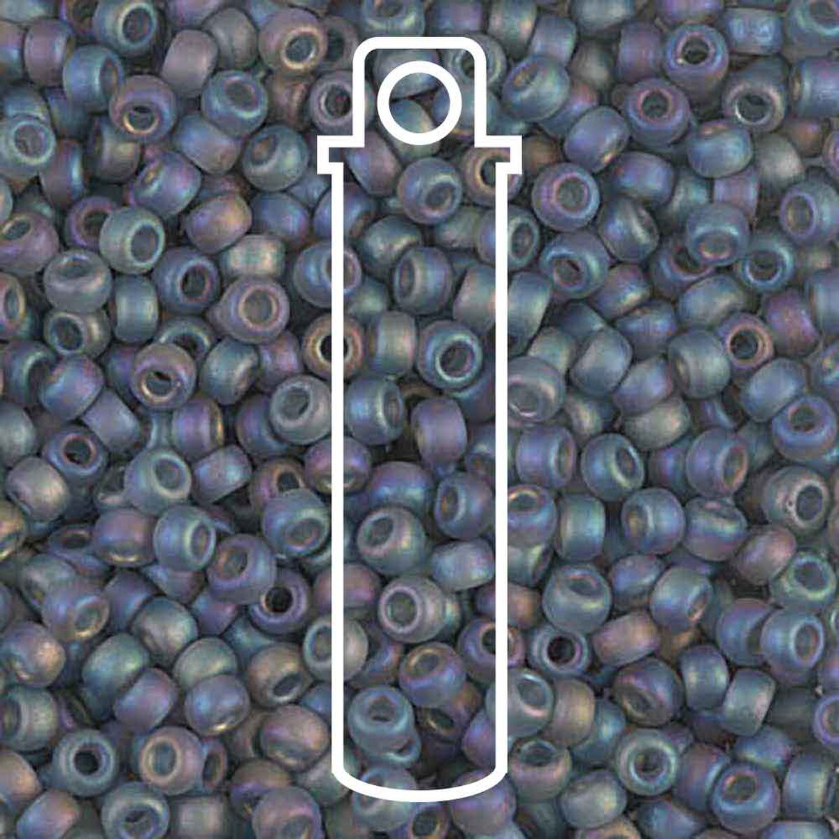 Miyuki Japanese Seed Beads Size 8/0 - Matte TR Gray Aurora Borealis (Color #9152FR) 22 Gram Tube