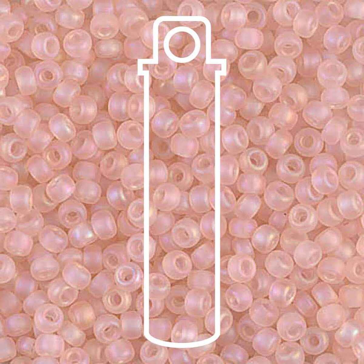 Miyuki Japanese Seed Beads Size 8/0 - Round Matte Transparent Lt Tea Rose (Color #9155FR) 22 Gram Tube