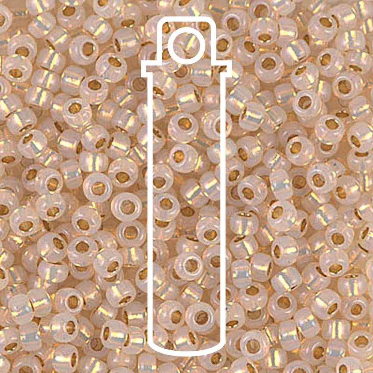 Miyuki Japanese Seed Beads Size 8/0 - 24KT Yellow Gold Lined Opal (Color #9196) 22 Gram Tube