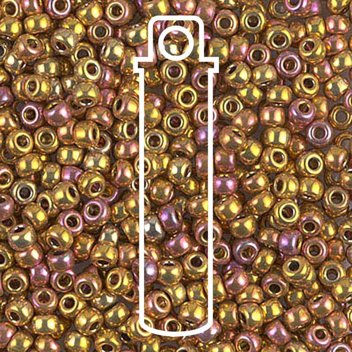 Miyuki Japanese Seed Beads Size 8/0 - 24KT Gold Iris (Color #9199) 22 Gram Tube