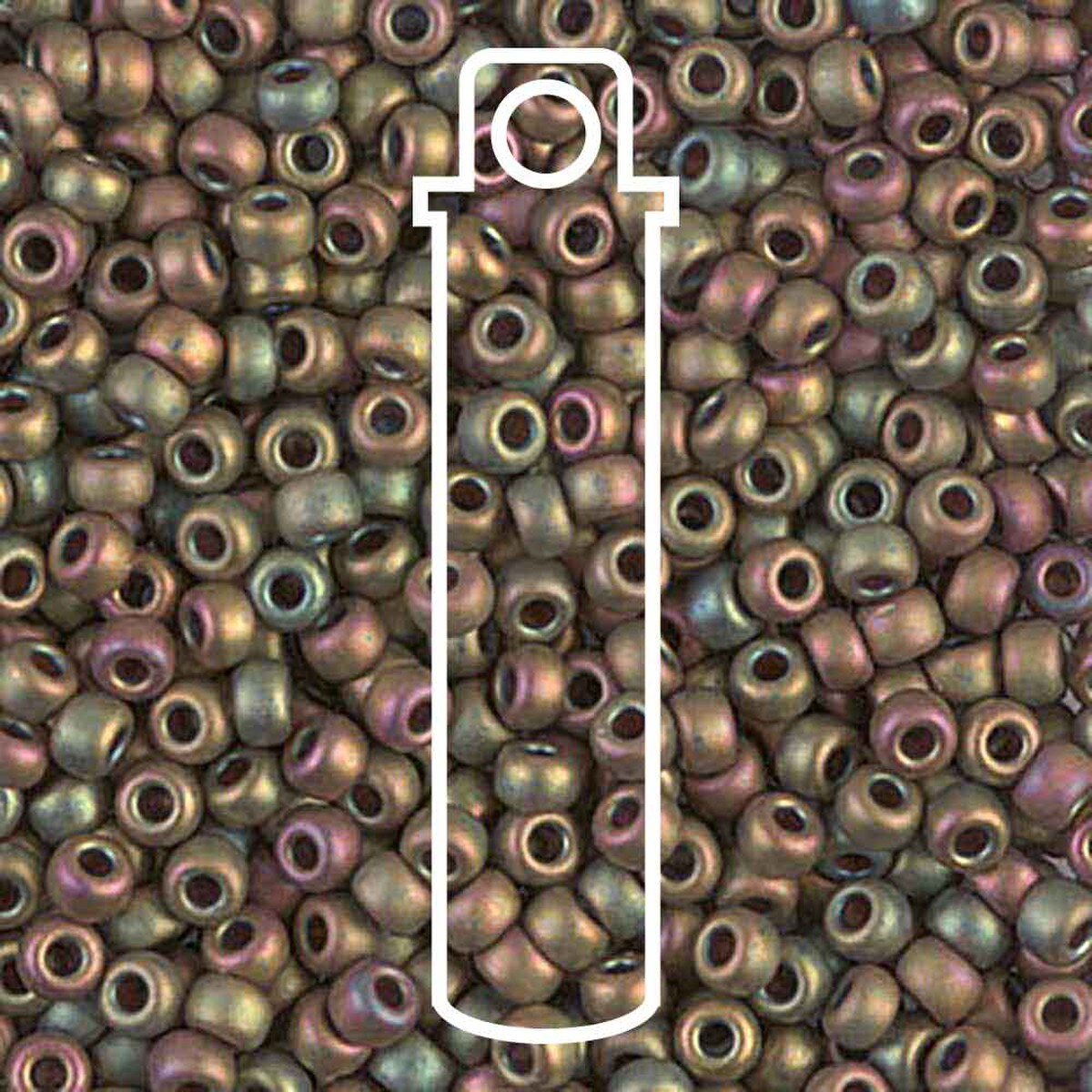 Miyuki Japanese Seed Beads Size 8/0 - Matte Metallic Khaki Iris (Color #92035) 22 Gram Tube