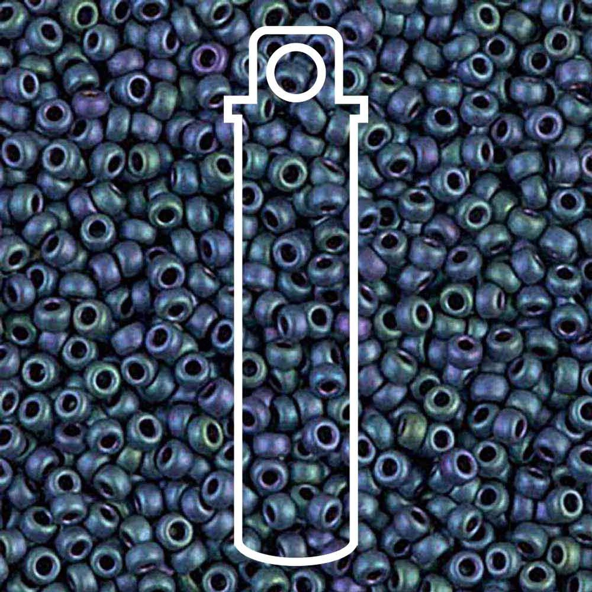 Miyuki Japanese Seed Beads Size 8/0 - Matte Metallic Blue Green (Color #92064) 22 Gram Tube