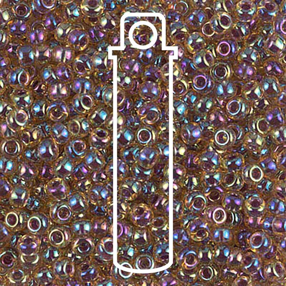 Miyuki Japanese Seed Beads Size 8/0 - Berry Lined Light Topaz Aurora Borealis (Color #9342)