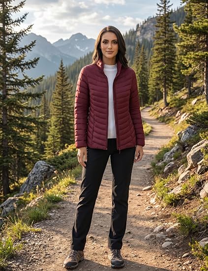 ROYAL MATRIX Women's Packable Lightweight Puffer Jacket with Stand Collar