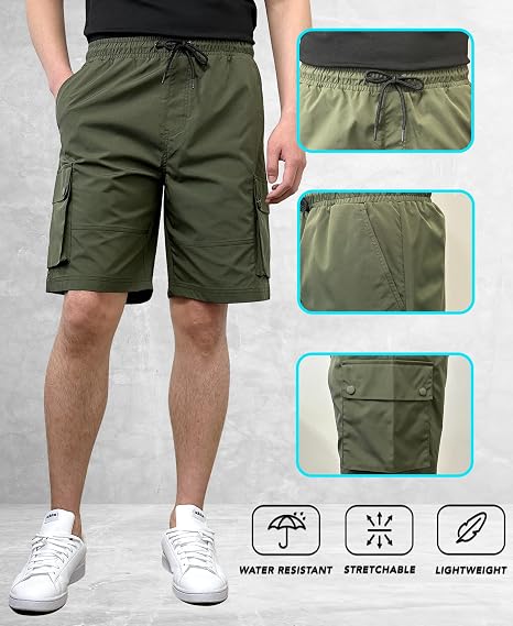 TWO PAIRS of Southpole Basic Tech Woven Nylon Cargo Shorts Men, XL, Olive