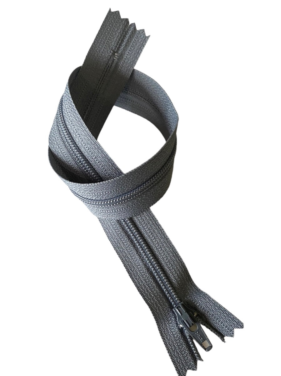 YKK 14'' Coil Zipper - Grey - Free with purchases of $15/One zipper-gift per person/purchase please.