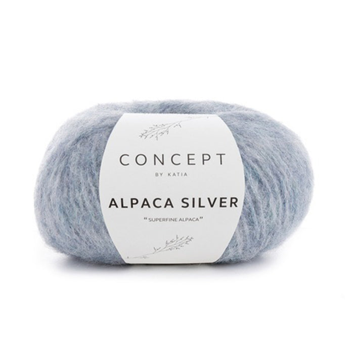 Katia Concept Alpaca Silver - Pastel Blue Silver (Color #253) Knitting and Crochet yarn on sale at Little Knits