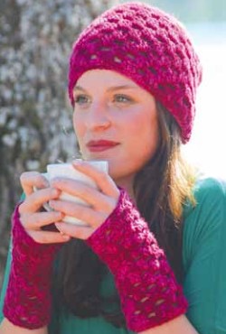 A Araucania Huasco Chunky Crochet Pattern - Wrist Warmers & Hat (PDF)knitting pattern on sale at Little Knits