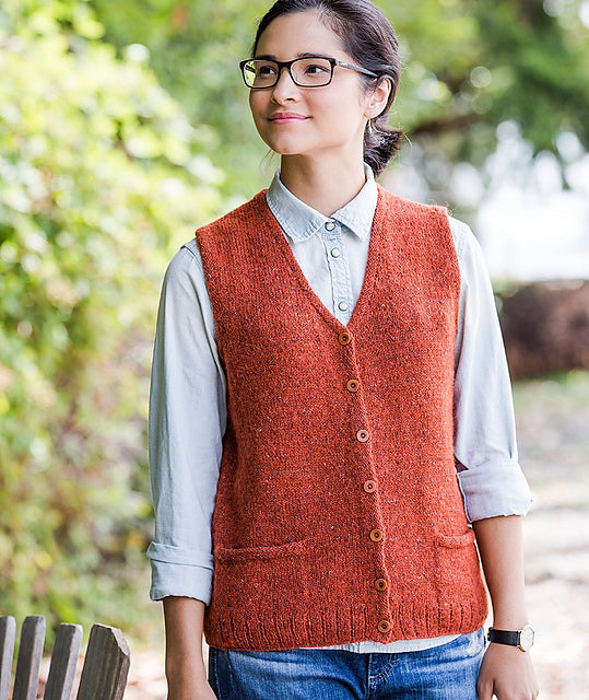 A Churchmouse Yarns and Teas Pattern - Library Vest (PDF) knitting pattern on sale at Little Knits