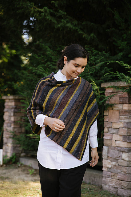 A Churchmouse Yarns and Teas Pattern - Lucky Striped Poncho (PDF)  knitting pattern on sale at Little Knits