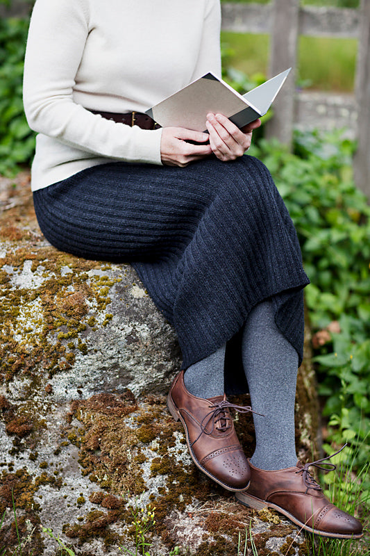 A Churchmouse Yarns and Teas Pattern - Ribbed Pencil Skirt (PDF) Knitting Pattern on sale at Little Knits