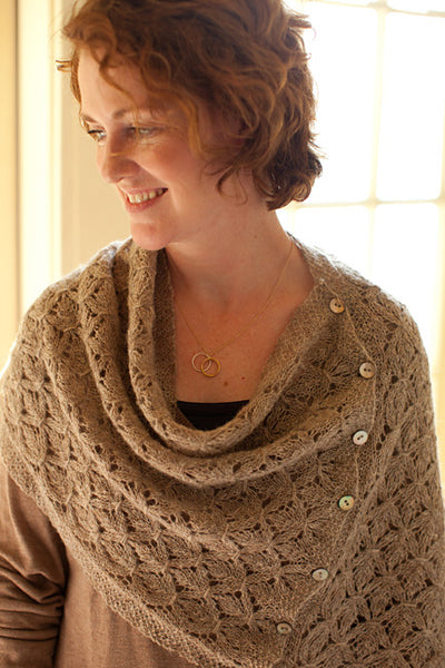 A Churchmouse Yarns and Teas Pattern Smocked Lace Wrap Shrug (PDF)