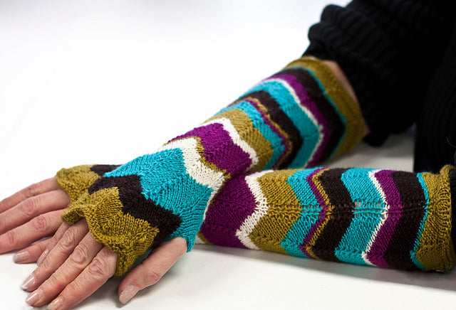 A FREE Cascade 220 Fingering Pattern - A New Day Fingerless Arm Warmers(PDF)Knitting Pattern on Sale at Little Knits