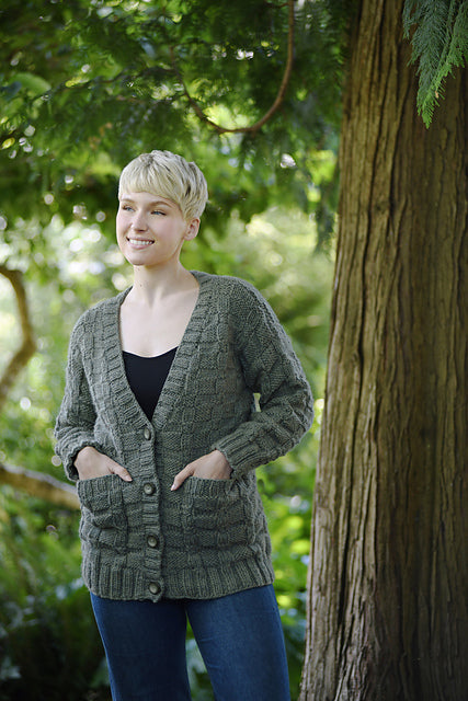 A FREE Cascade 220 Grande Pattern - Textured Cardigan with Patch Pockets (PDF)Knitting Pattern on Sale at Little Knits
