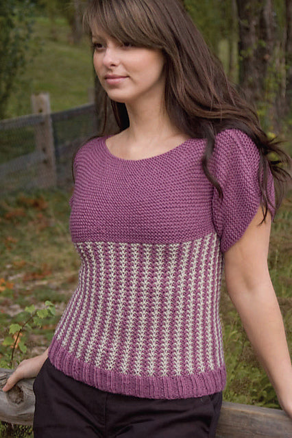A FREE Cascade 220 Superwash Pattern - Slip Stitch Short Sleeve Top (PDF) knitting pattern on sale at Little Knits