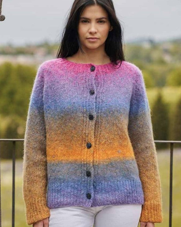 A FREE Laines du Nord Poema Alpaca - Multicolored Cardigan (PDF) knitting pattern on sale at Little Knits