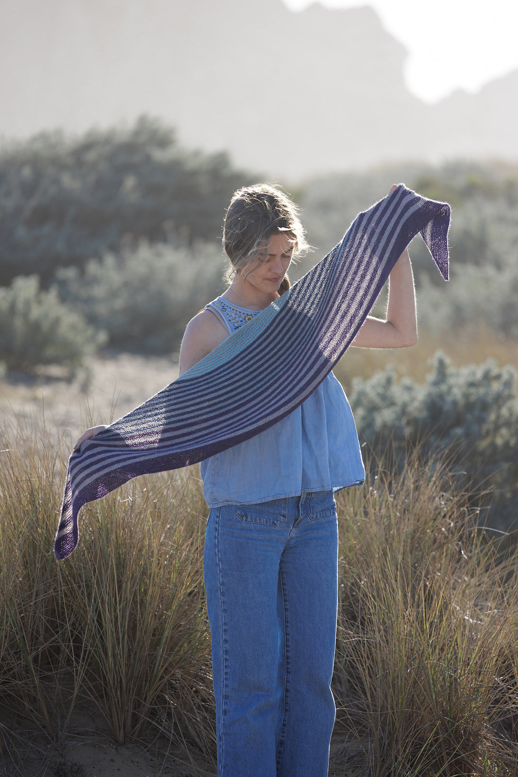A FREE Yarn Citizen Pattern - Delphinium Shawl (PDF) a free shawl knitting pattern at Little Knits