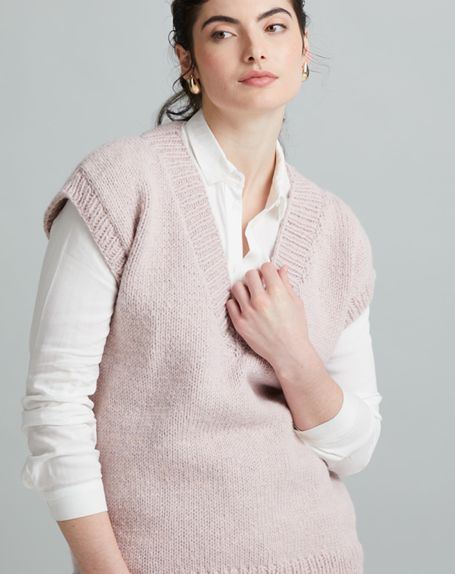 A Mode at Rowan Merino Soft and Alpaca Haze Pattern - Mirabelle Vest (PDF)