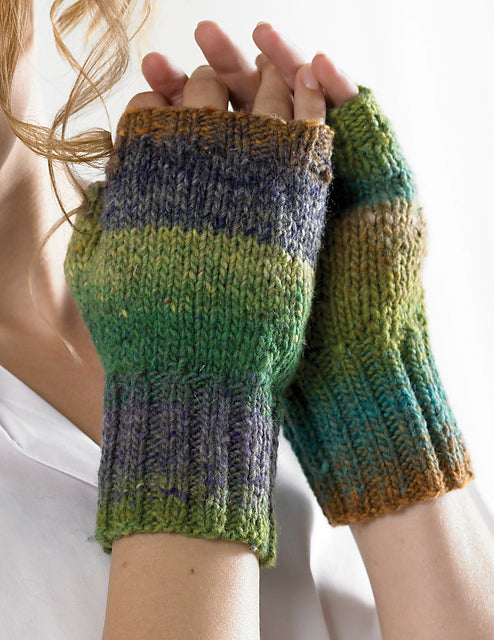 A Noro Cashmere Island Pattern - Short Ribbed Fingerless Gloves (PDF)knitting pattern on sale at Little Knits