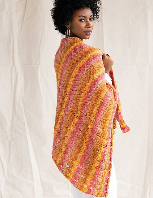 A Noro Geshi Pattern -  Coral Sunrise Shawl (PDF) knitting pattern on sale at Little Knits