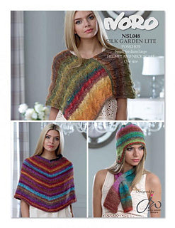 A Noro Knitting Pattern - Ponchos Helmet & Scarf NSL048 (PDF) on sale at Little Knits