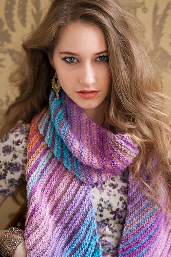 A Noro Pattern - Bias-Knit Scarf (PDF) - PATTERN FREE WITH PURCHASES OF 3 OR MORE SKEINS OF SILK GARDEN For Download at Little Knits 