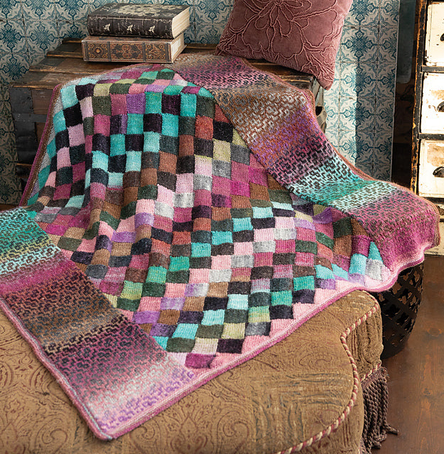 A Noro Silk Garden Lite Pattern -  Mosaic & Entrelac Blanket (PDF) knitting pattern on sale at Little Knits