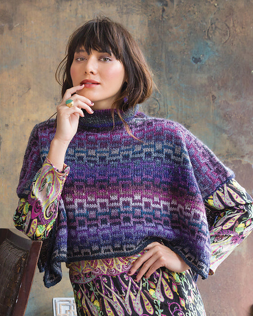 A Noro Silk Garden Pattern - Mosaic Poncho (PDF)knitting pattern on sale at Little Knits