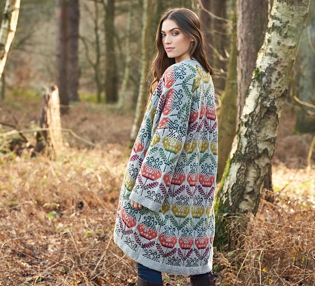 A Rowan Alpaca Soft DK Pattern - Moonflower Coat (PDF) knitting pattern on sale at Little Knits