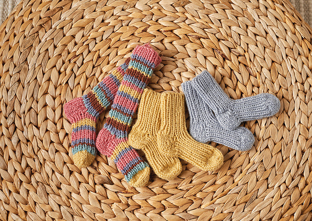 A Rowan Baby Cashsoft Merino Pattern - Meow, leg warmers and Socks (PDF) knitting pattern on sale at Little Knits