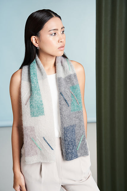 A Rowan Kidsilk Haze & Felted Tweed Pattern -  Block Scarf (PDF)knitting pattern on sale at Little Knits