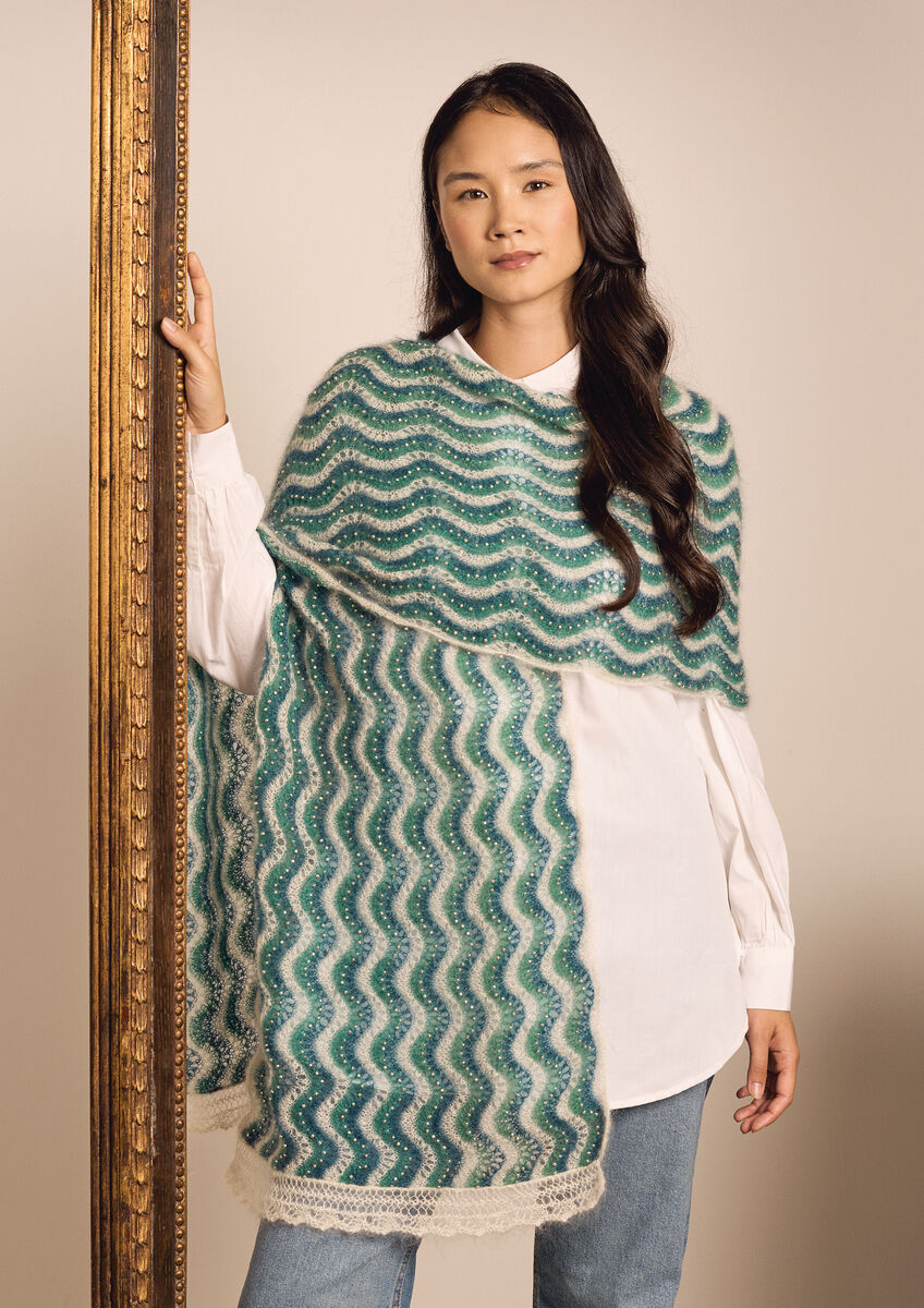 A Rowan Kidsilk Haze Pattern - Beaded Kidsilk Haze Scarf (PDF)  knitting pattern on sale at Little Knits