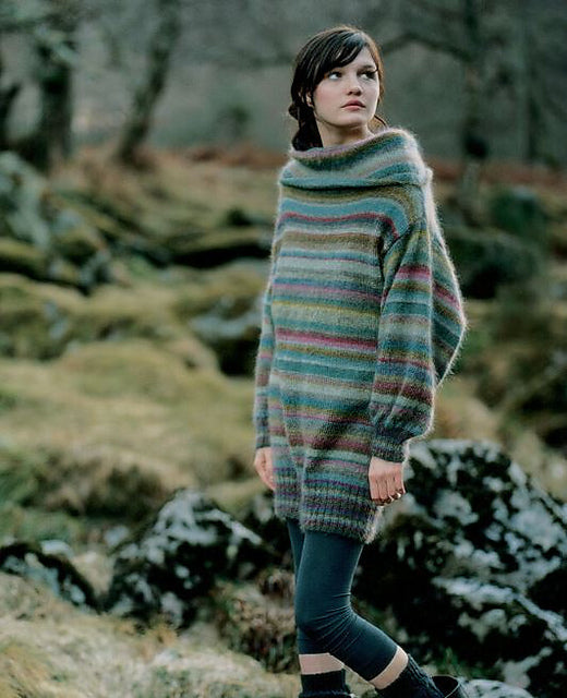 A Rowan Kidsilk Haze Pattern - Earth Stripe Tunic (PDF)knitting pattern on sale at Little Knits