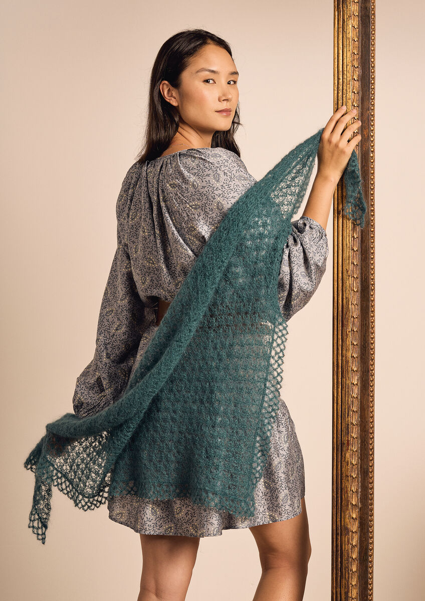 A Rowan Kidsilk Haze Pattern - Triangle Shawl (PDF)  knitting pattern on sale at Little Knits