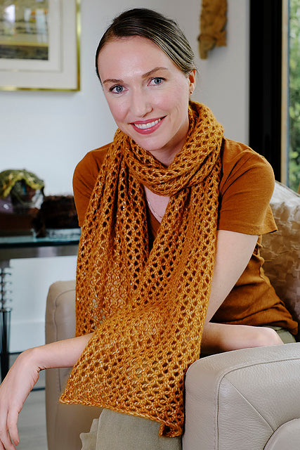 A Trendsetter Cheerleader Pattern - Open Eyelet Scarf (PDF)knitting pattern on sale at Little Knits