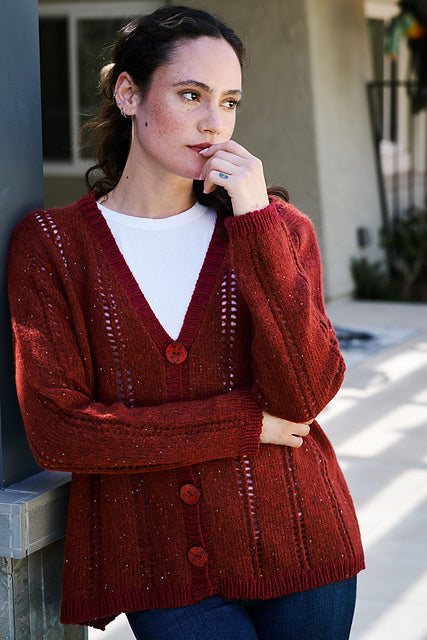 A Trendsetter Cheerleader Pattern - Vertical Eyelet Cardigan 6500H (PDF)knitting pattern on sale at Little Knits