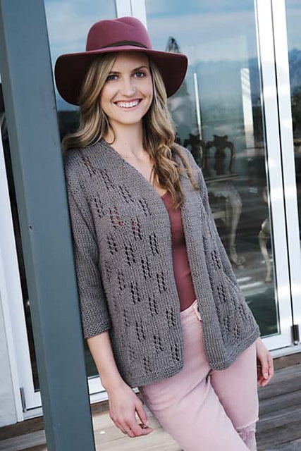 A Trendsetter Pattern - Doubled Vertical Lace Ladder Cardigan 6000BB (PDF) on sale at Little Knits