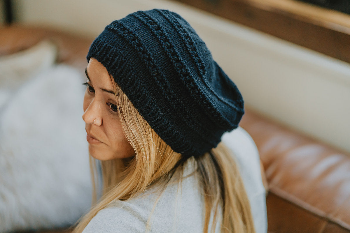 A Yarn Citizen Pattern - Easy Slouch Hat (PDF) a free hat knitting pattern at Little Knits