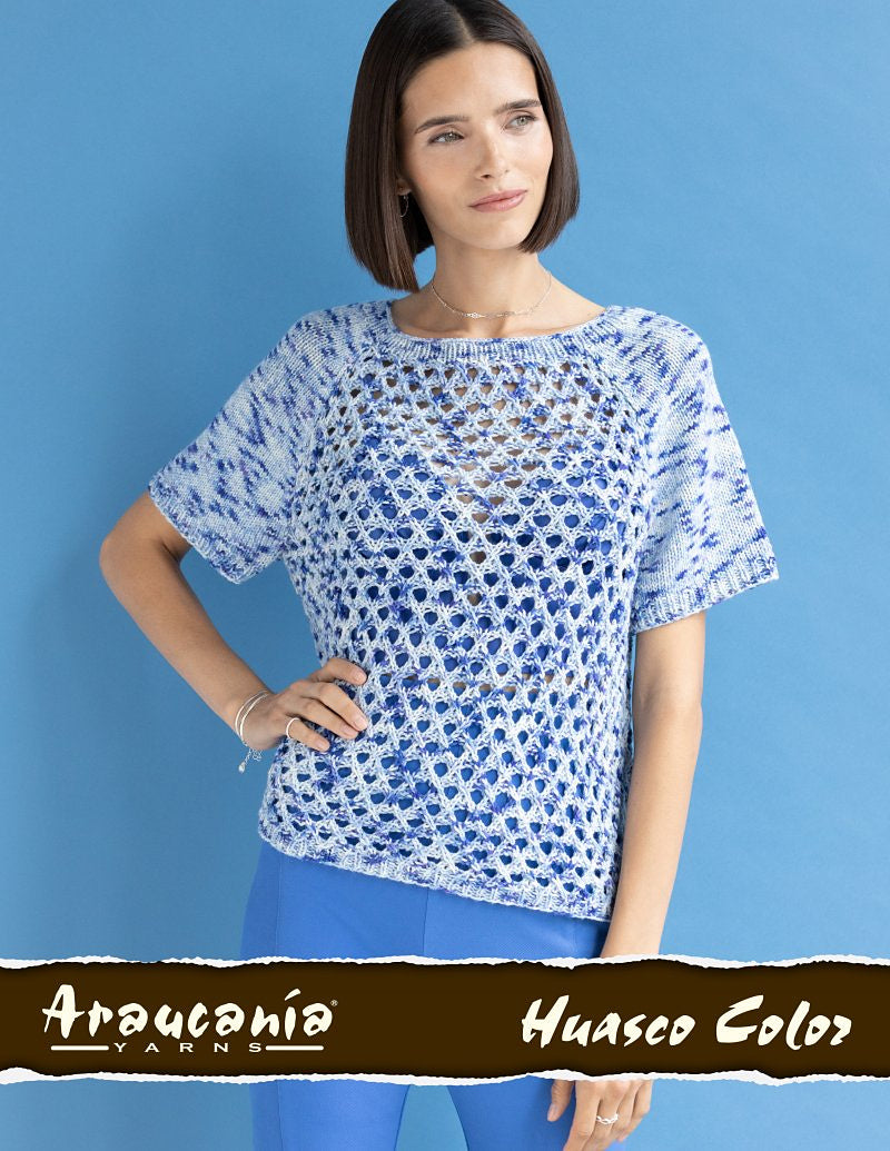 An Araucania Huasco knitting Pattern - Bluebell Top (PDF) on sale at Little Knits