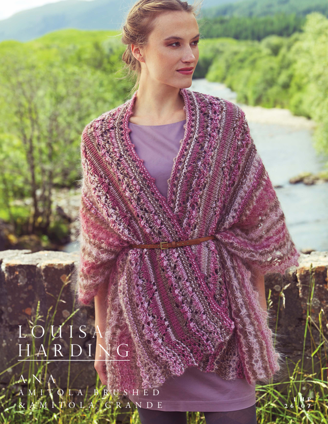 A Louisa Harding Amitola Brushed & Amitola Grande Pattern - Ana Shawl/Wrap (PDF)