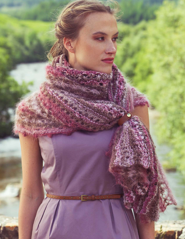 A Louisa Harding Amitola Brushed & Amitola Grande Pattern - Ana Shawl/Wrap (PDF)