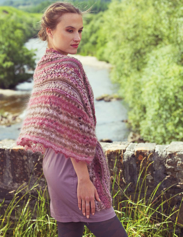 A Louisa Harding Amitola Brushed & Amitola Grande Pattern - Ana Shawl/Wrap (PDF)