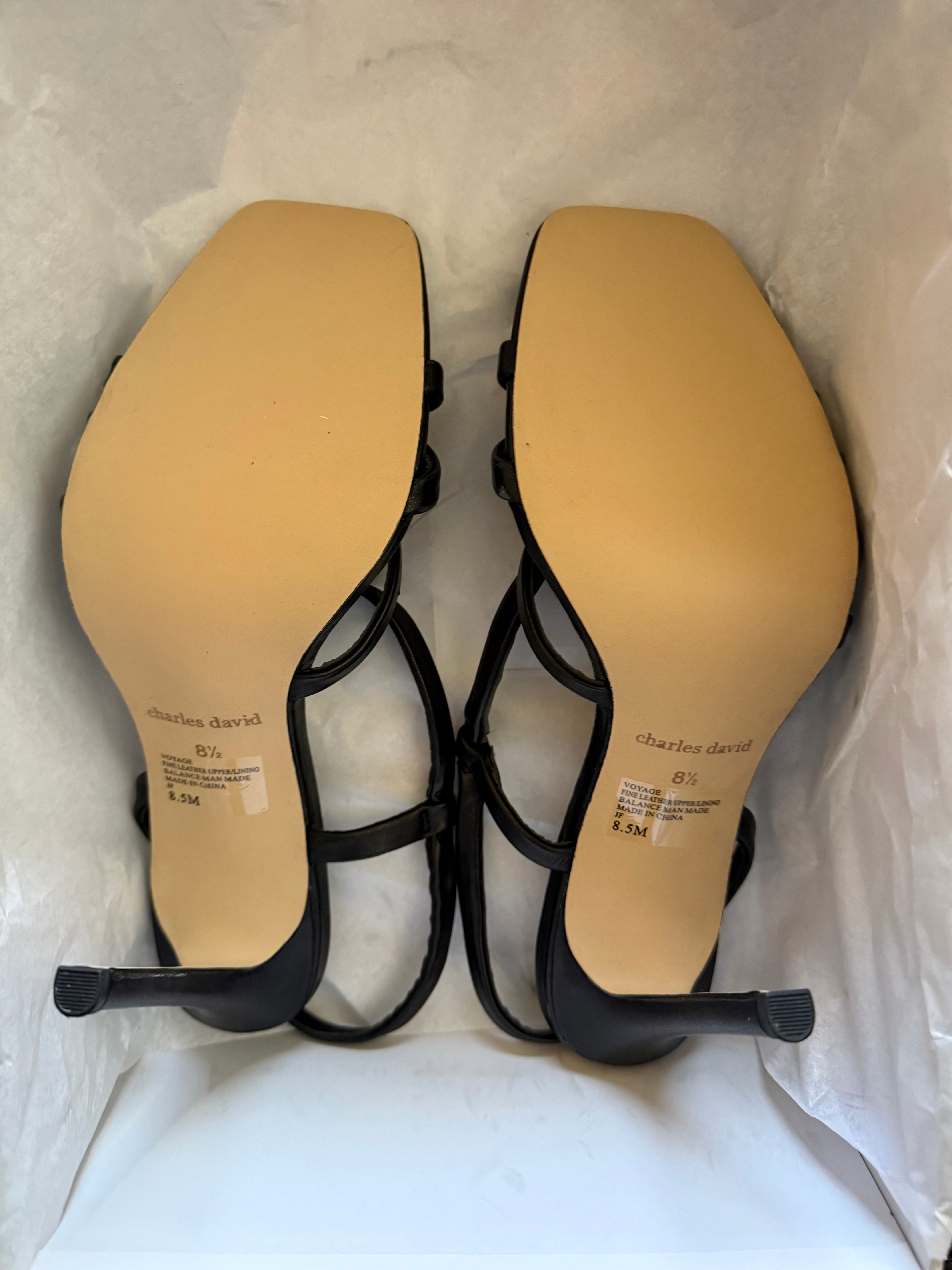 New in Box, Charles David Voyage Sandals, Size US 8.5, Black