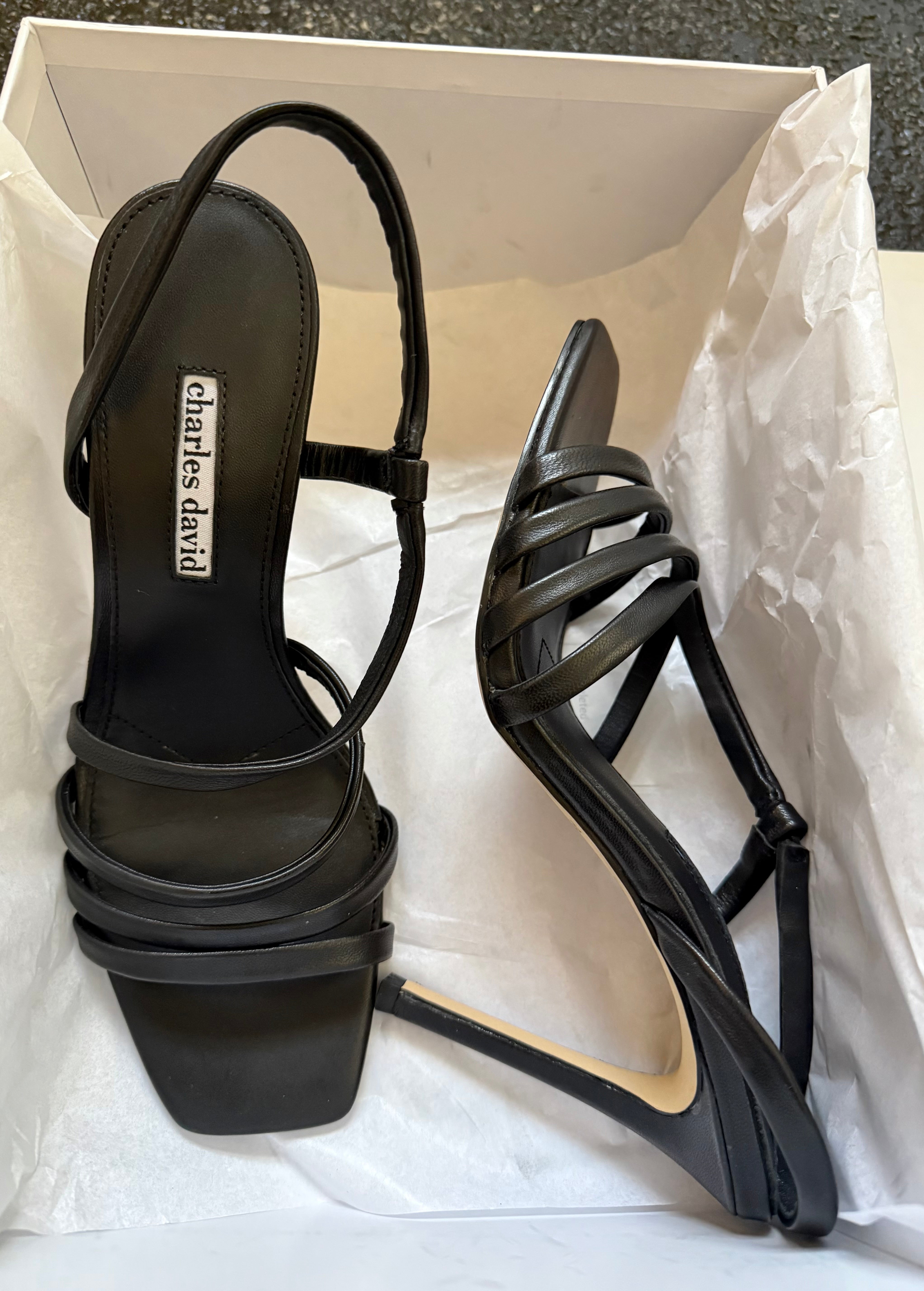 New in Box, Charles David Voyage Sandals, Size US 8.5, Black