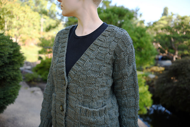 A FREE Cascade 220 Grande Pattern - Textured Cardigan with Patch Pockets (PDF)