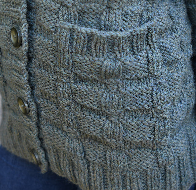 A FREE Cascade 220 Grande Pattern - Textured Cardigan with Patch Pockets (PDF)