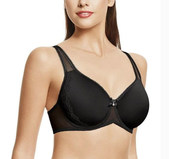 NWT Wacoal Women's Retro Chic Contour Bra Black 42DDD