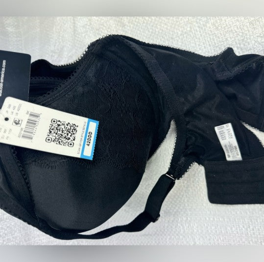 NWT Wacoal Women's Retro Chic Contour Bra Black 42DDD